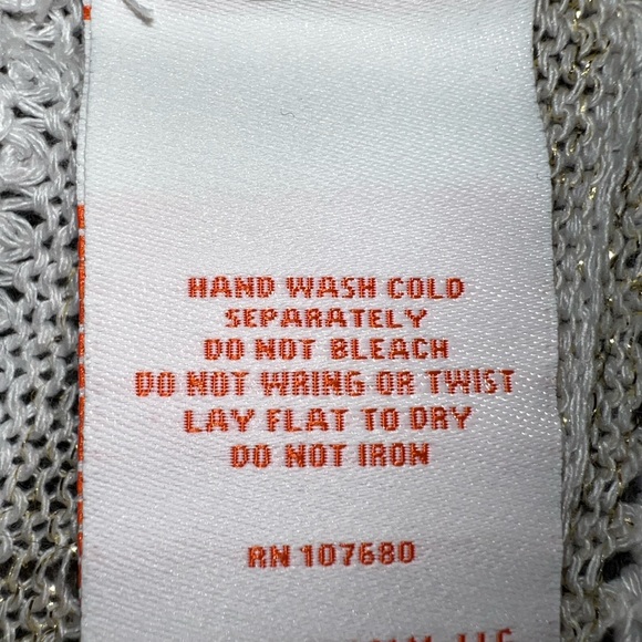 Hearts Of Palm Crocheted Metallic Thread Open Front Short Sleeve Sweater - Picture 8 of 9